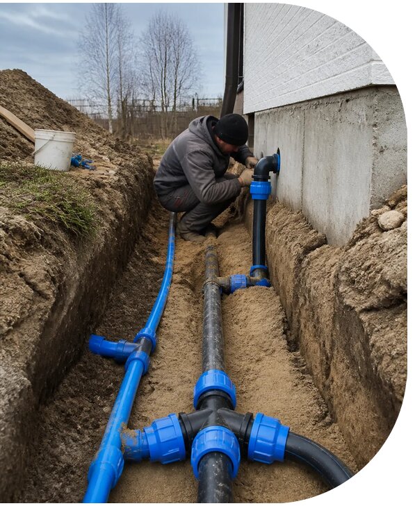 Монтаж наружного водопровода на участке под ключ в Ростове-на-Доне